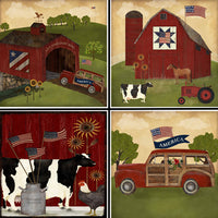 Americana Farm Coaster Set - 42120CS
