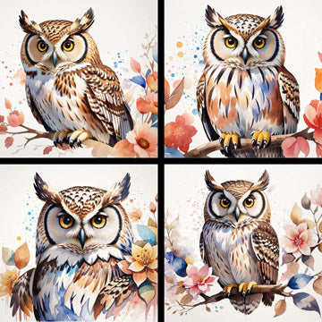 Floral Owls Coaster Set - 42130CS