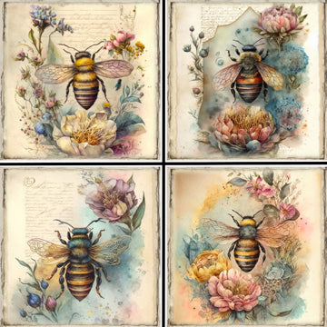 Floral Honeybees Coaster Set - 42138CS
